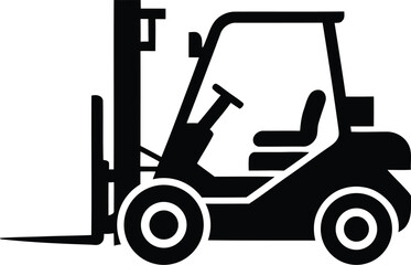 Simple black silhouette of a forklift truck with forks vector