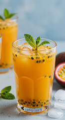 Passion Fruit Cocktail with Mint Garnish