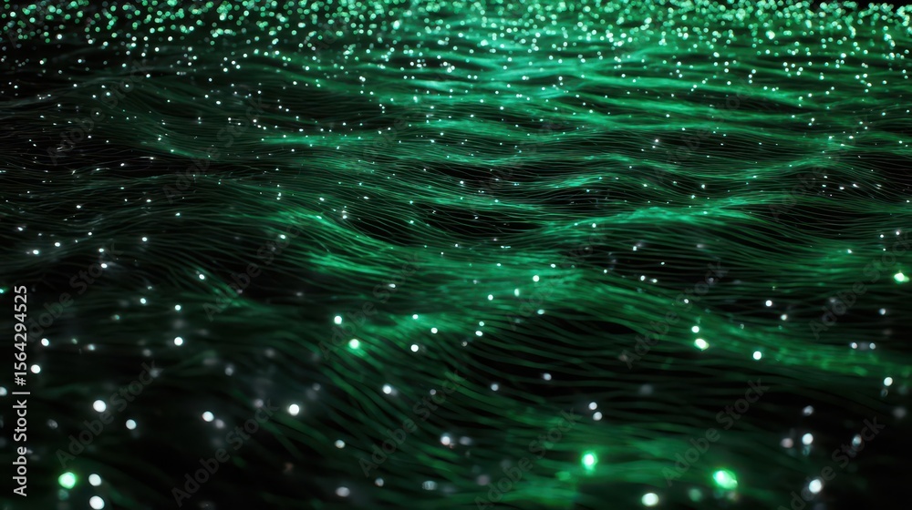 Poster abstract display of interwoven glowing lines and particles.