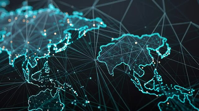 Futuristic Digital Map Representation with Network Connections with ai generated