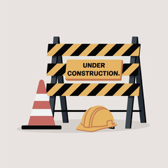 Yellow Black Striped Construction Barrier Sign Cone Hardhat under 2