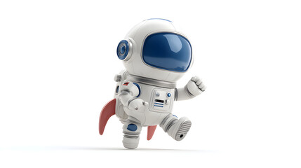 Adorable Astronaut Running in Space: A 3D Cartoon Illustration
