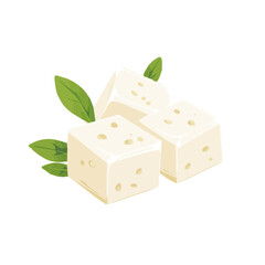 My Simple flat 2D illustration of a icon feta cheese blocks group isolated on a white background, vector 2D design, icon, flat 2d illustration art, Eps format, My vector design