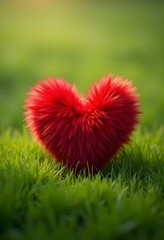  Vibrant Red Hearts Nestled in Lush Green Grass