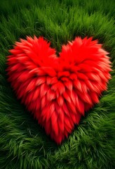  Vibrant Red Hearts Nestled in Lush Green Grass