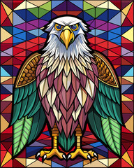Naklejka premium eagle brid, Stained Glass Style, Full body 