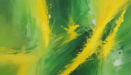 Abstract oil painting, vibrant yellow-green hues on canvas , color, visual art, impressionism