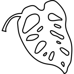Tropical Monstera Leaf Line