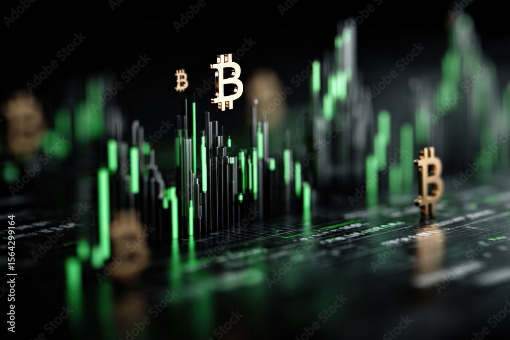 Fototapete digital cryptocurrency bitcoin investment trading chart with rising trends and financial data analys