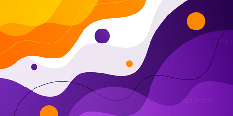 Abstract colorful orange and purple wave fluid banner background. Simple pattern on white color background. Eps10 vector