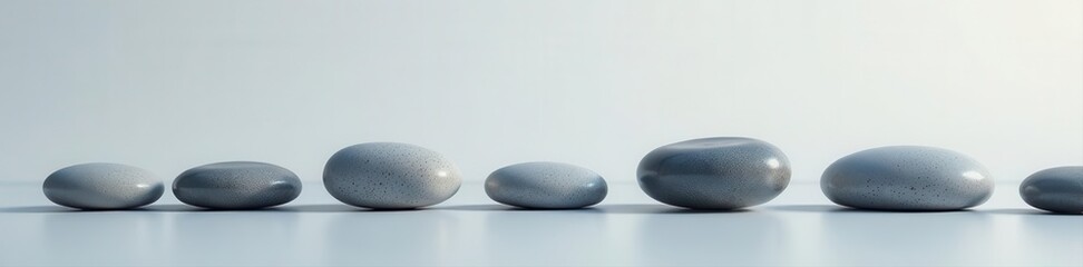 Serene grey pebbles, minimalist composition Light backdrop, ample copy space , copy space, simple, minimalist design