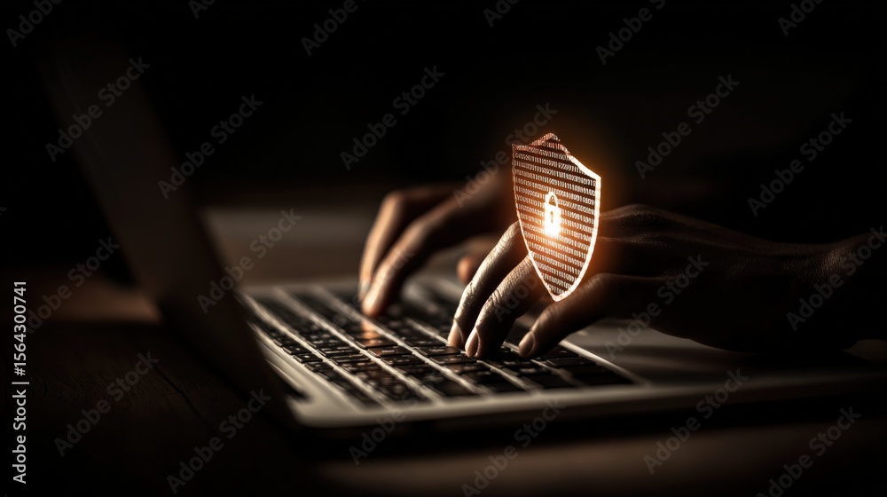 Poster critical data protection cybersecurity digital security shield technology privacy internet safety co