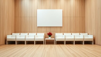 Interior of a minimalist room with light wood paneling