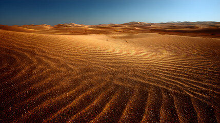 Naklejka premium Endless Thirst: The Relentless Heat and Solitude of the Searing Desert under a Blazing Sun
