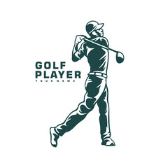Golf Player logo design vector. Silhouette Golf Male Player Template Illustration. Icon Symbol