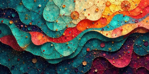 An Abstract Tapestry of Interwoven Colors, Shapes, and Textures, Featuring a Dynamic Composition of Flowing Lines and Intricate Details, Evoking a Sense of Wonder and Imagination