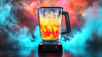 Blender with flaming drink