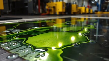 Obraz premium Green liquid oil of the factory surface.