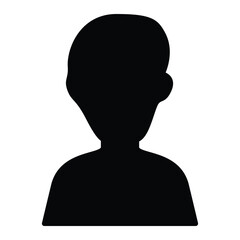 Male Avatar Silhouette Icon, Minimalist Black Profile Vector.