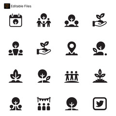 Set of Eco-Friendly and Community-Oriented Icons for Social Impact and Sustainability