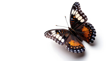 Obraz premium Close-up of a Butterfly Isolated on White Background – Detailed Wings, Minimalist Nature Concept, Ideal for Print, Design, and Educational Use