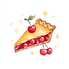 Delicious Slice of Cherry Pie with Cherries