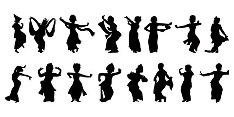 Silhouette of Traditional Indonesian Jaiong Dancer
