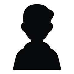 Black Male User Icon, Simple Vector Silhouette.
