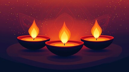 Diwali candles; festive; warm light; India; decorative background; image for use in greeting cards or social media posts; suitable for holiday promotions