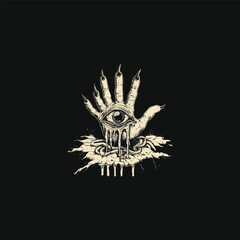 Fototapeta premium Creepy hand eyes design vector template illustration