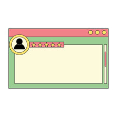 Testimonial and review frame box. Creative testimonial with UI style, and stars. Vector isolated.