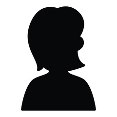 Female Avatar Silhouette Icon, Minimalist Black Profile Vector.