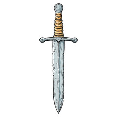 Tactical dagger with classic model concept. A detailed illustration of a medieval sword with ornate design.