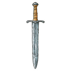 Tactical dagger with classic model concept. A detailed illustration of an ornate historical sword.