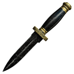 Tactical dagger with classic model concept. An ornate dagger with intricate detailing and a polished blade.