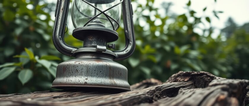 Close-up photograph of a vintage kerosene lantern