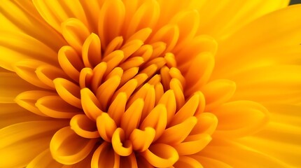 Closeup of a beautiful yellow chrysanthemum and dahlia flower with vibrant petal.
