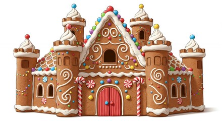 Gingerbread castle dessert decoration