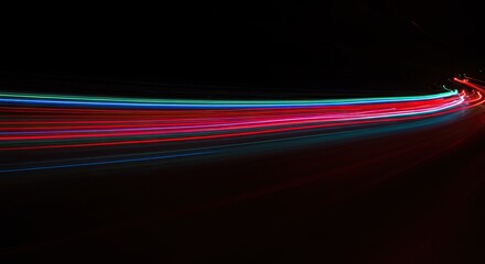 Abstract Light Trails on Black Background