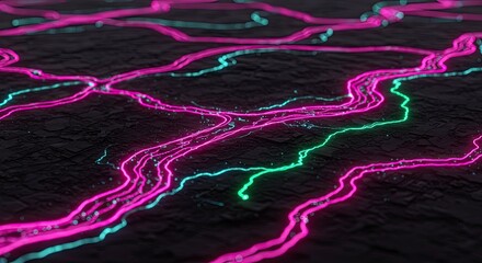 Abstract Neon Flowing Lines