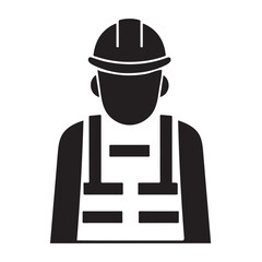 Construction worker icon silhouette vector art illustration with safety helmet gear