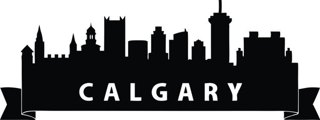 Obraz premium Calgary skyline horizontal banner. Black Calgary, Canada. Vector template for your design.