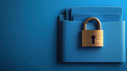 Naklejka premium Blue folder with gold lock