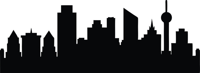 Obraz premium Calgary skyline horizontal banner. Black Calgary, Canada. Vector template for your design.