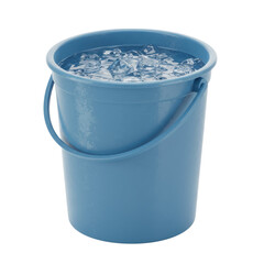 3D realistic blue plastic bucket for gardening, cleaning, water, or container concept isolated on a transparent background, png, cutout