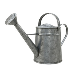 3D realistic metal watering can for gardening, plants, agriculture, or watering concept isolated on a transparent background, png, cutout