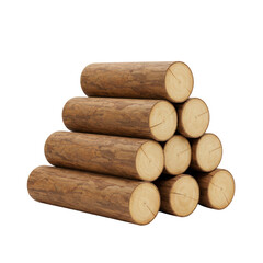 3D realistic stack of wooden logs for nature, firewood, construction, or camping concept isolated on a transparent background, png, cutout