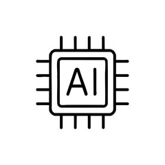 ai chip, ai processor outline icon vector illustration