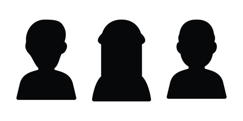 Female User Icons, Simple Silhouette Profile Set.