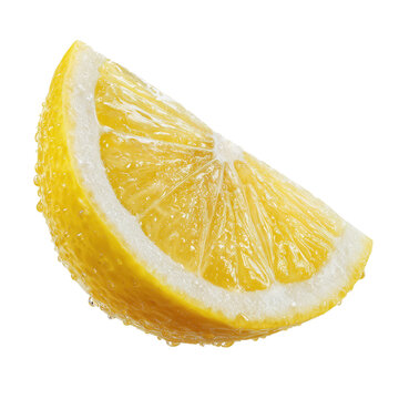 Fresh wet lemon slice on white background ready to refreshing beverages and culinary uses isolated on white transparent background PNG